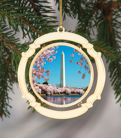 Holiday Ornament US Washington Monument Cherry Blossom