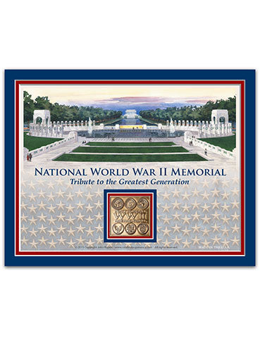 11"x 14" National World War II Memorial Matted Print with Bronze Medallion