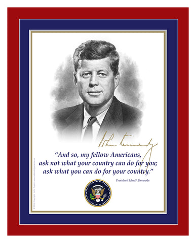 8"x 10" JFK  "My fellow Americans" Matted Print