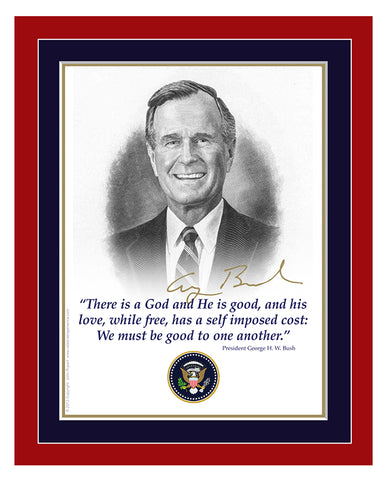 8"x 10" George H. W. Bush "There is a God and He is good" Matted Print