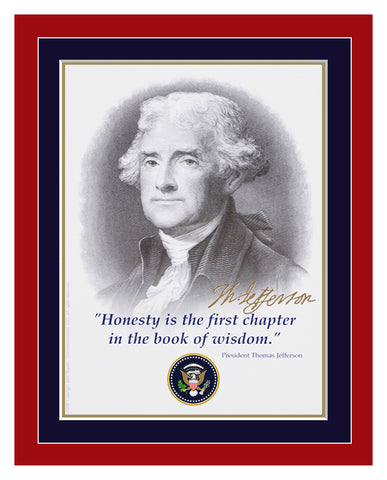8"x 10" Thomas Jefferson "Honesty" Matted Print
