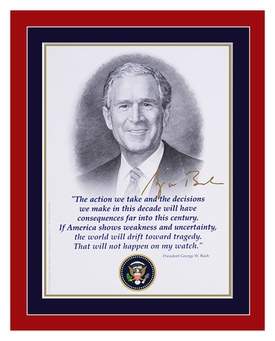 8"x 10" George W. Bush "The action we take" Matted Print